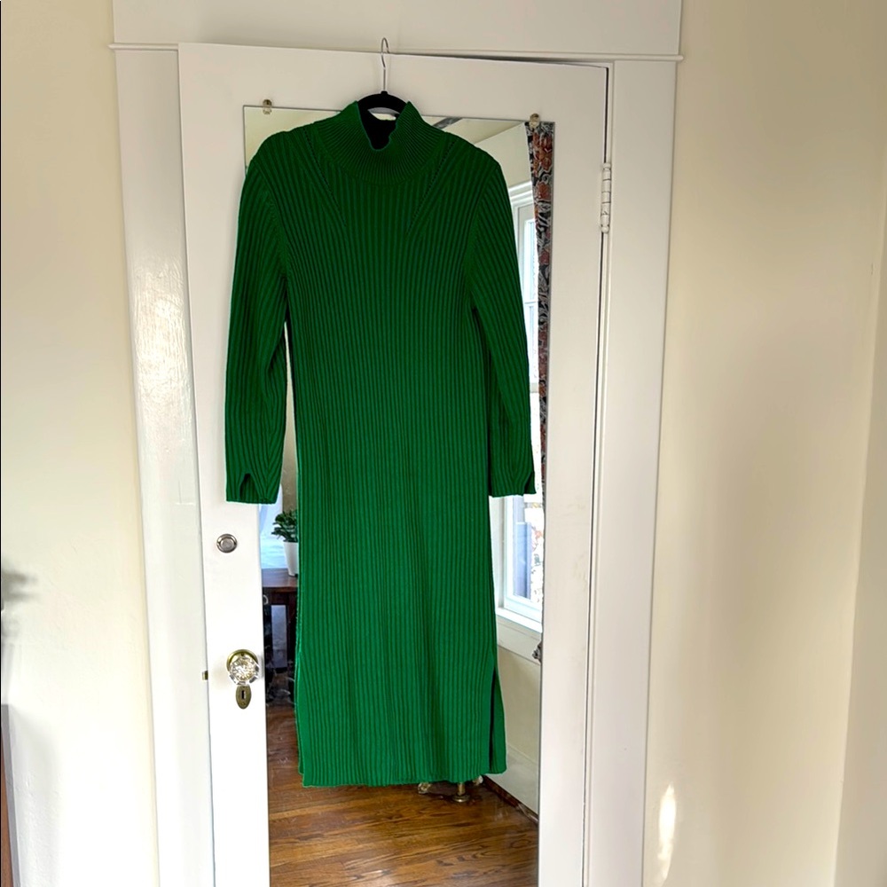 Mock Neck Knit Midi Dress
